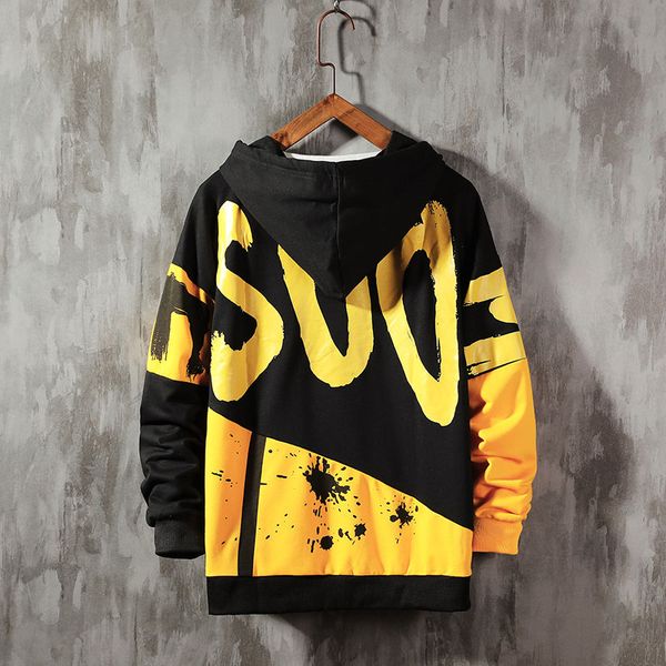 

2019 korean harajuku ulzzang letter printed men's hoodies hip hop streetwear spring autumn man's hoodie male sweatshirt, Black