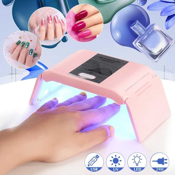 

foldable nail dryer portable mini 24w 12led uv lamp for manicure all gels nail polish art tools led light dryers
