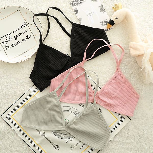 

bra for women super thin unlined female bra triangle cup bralette back cross women underwear lingerie, Red;black