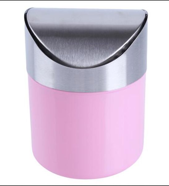 

popular mini stainless steel desk trash bin counterwaste can with swing lid 1.5 l for cleaning