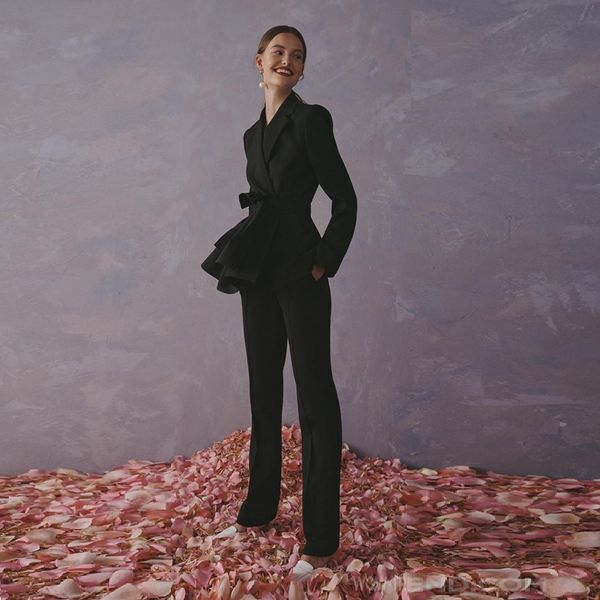 

new elegant summer black sashes women jumpsuit two 2 pieces set 2020 belt verano clubwear black wholesale, Black;white