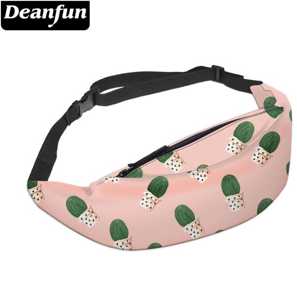 

deanfun 3d printed waist bags light pink heart cactus fanny pack with zipper for women yb25