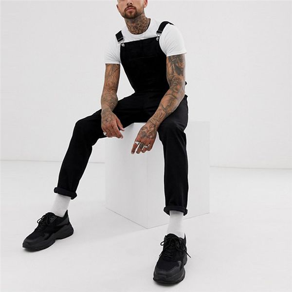 

mens jeans pants pocket jeans overall jumpsuit new brand washed streetwear overall suspender pants mens cool designer brand e21, Blue