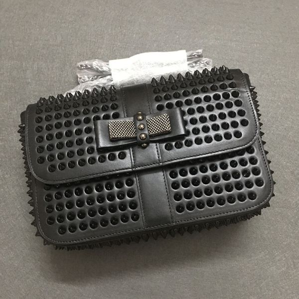 

new fashion designer women's bag genuine leather envelope studded spikes shoulder bag evening bag female clutches handbag