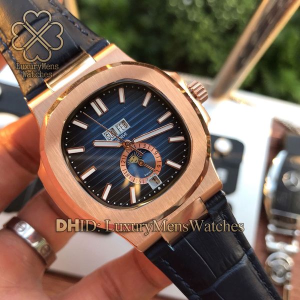 

luxury mens casual watches automatic movement rose 5726a-001 5726 1a-001 5726 1a-010 gold case leather strap 316l steel montres de luxe, Slivery;brown