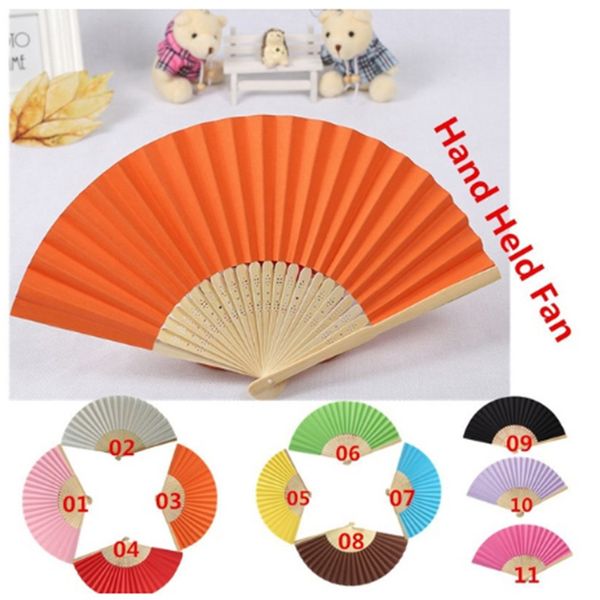 

portable size diy summer bamboo folding hand held fan chinese dance party pocket gifts wedding solid color fan dropshipping
