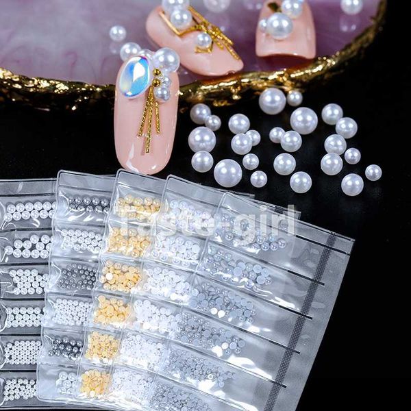 

new arrival mixed size fake nails accessories glitter 3d nail art decorations rhinestones pearl manicure supplies tool gzp, Silver;gold