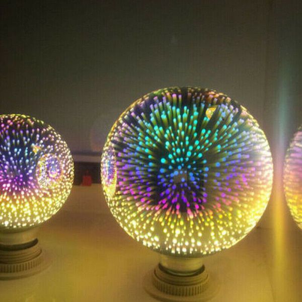 

2020 3D Lamp E27 AC85V-265V 4W LED Fireworks RGB 3D lights Bulb Creative Vintage Bulb Christmas Holiday Decoration Night lights