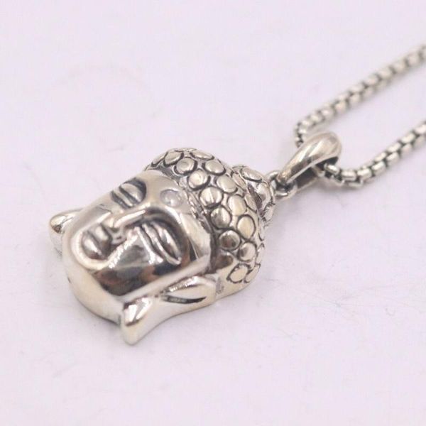 

solid 925 sterling silver buddha pendant 2.5mm round box link chain 60cml