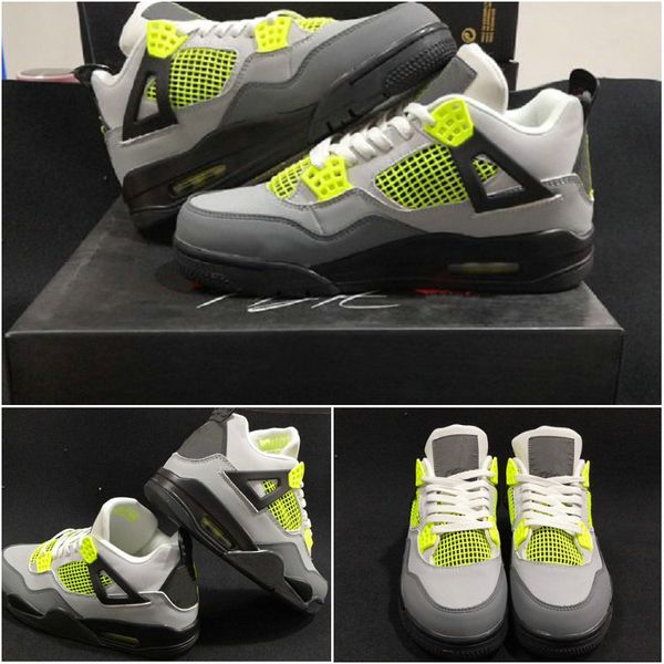 

2019 new 4 le neon mens basketball shoes 4s cool grey mens designer sports sneakers trainers des chaussures baskets shoe size 7-13