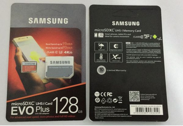 

dhl shipping 16gb/32gb/64gb/128gb/256gb samsung evo+ plus micro sd card u3/smartphone tf card c10/tablet pc sdxc storage card 95mb/s