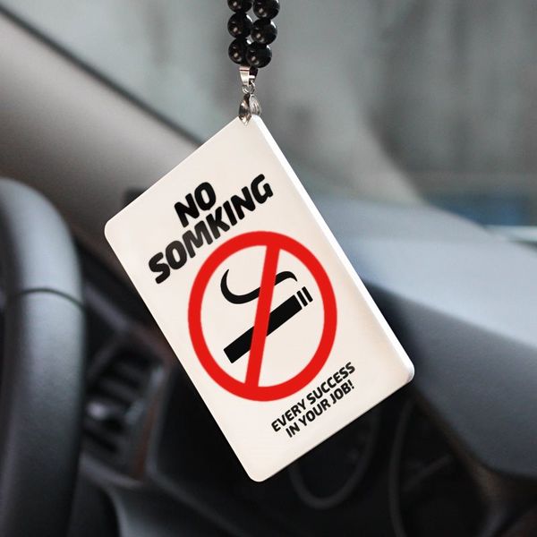 Jdm Acrylic Car Pendant No Smoking No Drinking Warning Sign Car Charm Rear View Mirror Accessories Dangling Beaded Auto Decor Car Interior Mirror