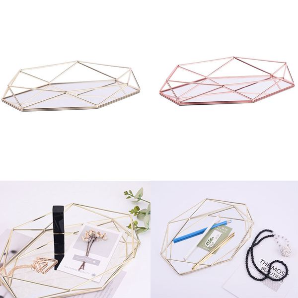 

vintage european colorful glass metal storage tray gold oval dotted fruit plate desksmall items jewelry display tray mirror