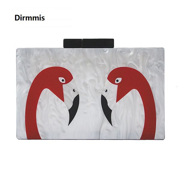 

brand fashion vintage elegant dinner wallet hard hasp woman evening bag marble acrylic double flamingo casual cute casual clutch cj191209, Black;red