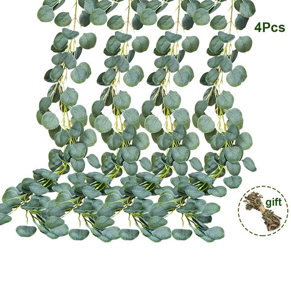 

2m artificial eucalyptus leaves ivy leaf garland vine simulation plants hanging diy wreath for home wedding decoration 2/3/4pcs