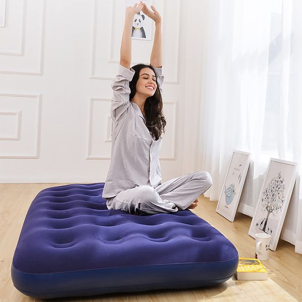 

airbed mattress inflatable flocking pvc inflatable soft sleep air bed locking quick inflation indoor outdoor use