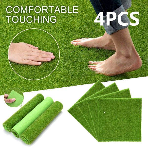 

new 4xsynthetic landscape fake grass mat artificial turf lawn yard landscape 30x30cm home & garden drop shipping