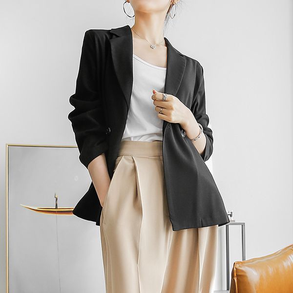 

women's suits & blazers urban leisure simple and crisp suit coat versatile fit summer 2021 black blazerand grey women, White;black