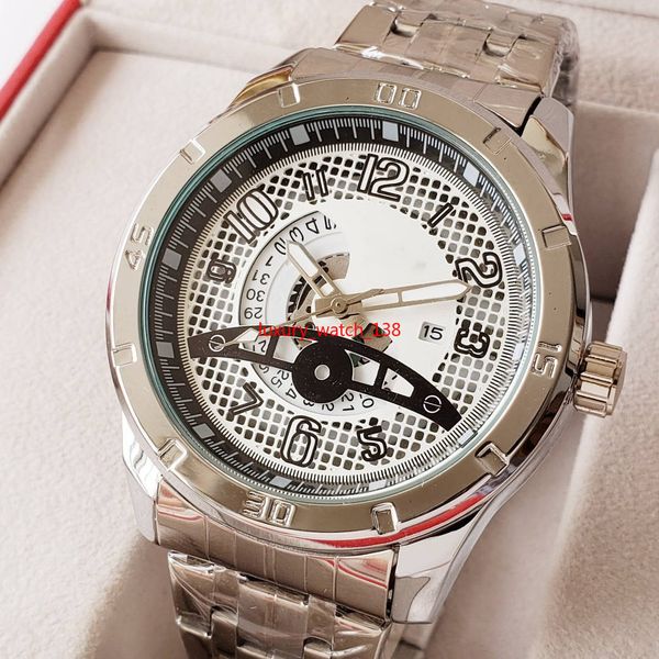 

2019 new high-quality business leisure european and american big dial steel band scratch-proof mirror quartz male watch b, Slivery;brown