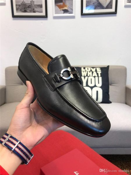 

18fw 2020 men formal business brogue shoes luxury men's crocodiles dress shoes male casual genuine leather wedding party loafers lisy1, Black