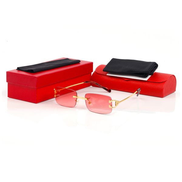 rimless red glasses