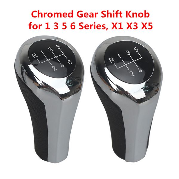 

chromed gear shift knob for 1 3 5 6 series e46 e53 e60 e61 e63 e65 e81 e82 e83 e84 e87 e90 e91 e92 x1 x3 x5 shifter lever