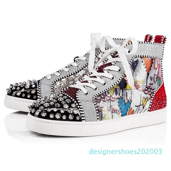 

new designer shoes studded spikes fashion red suede leather mens womens flat bottoms luxury party lovers sneakers size 36-46 with box 03d, Black