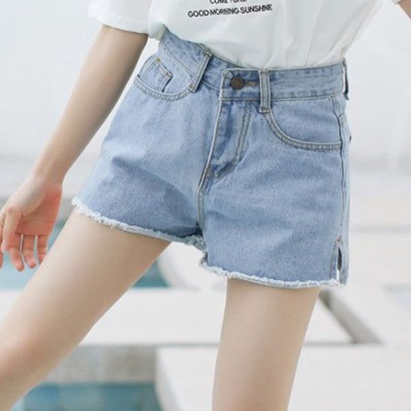 

classic vintage high waist crimping denim shorts women 2019 korean style casual shorts jeans summer short pants plus size2xl, White;black