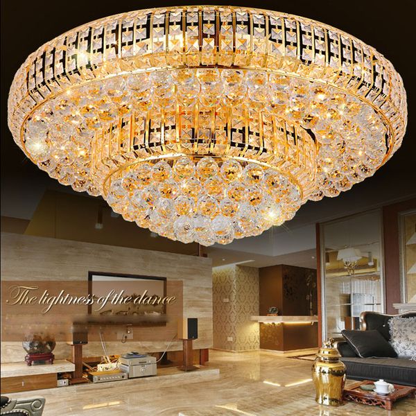 

led modern gold crystal ceiling lights fixture golden round ceiling lamp l lobby home indoor lighting 3 white color changeable