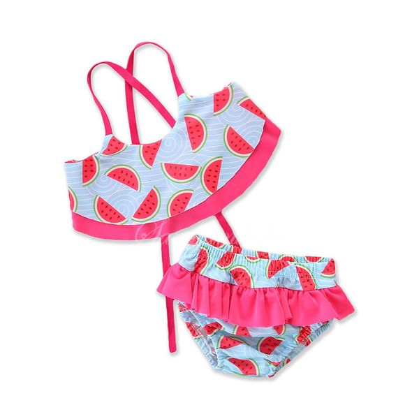 

2020 baby girl swimwear new blue sleeveless sling split swimsuit, White