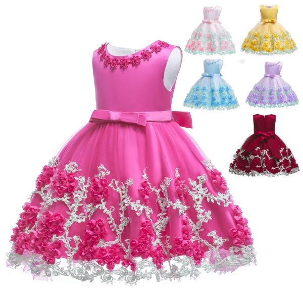 

2020 lace sequins formal evening wedding gown tutu princess dress flower girls children clothing kids party for baby infant, Red;yellow