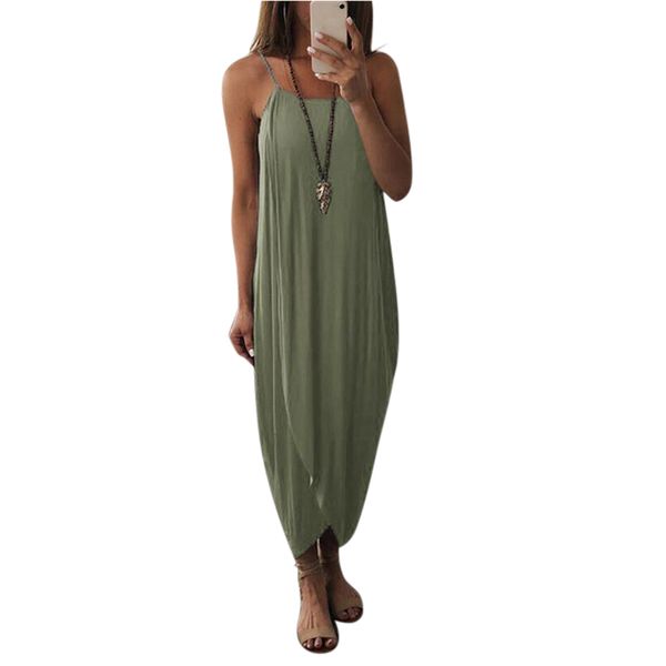 

women airy maxi dress solid color knitting sleeveless loose for summer beach party tc21, Black;gray