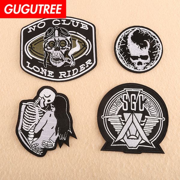 

gugutree one set embroidery black patch animal patches badges applique patches for clothing dk-52
