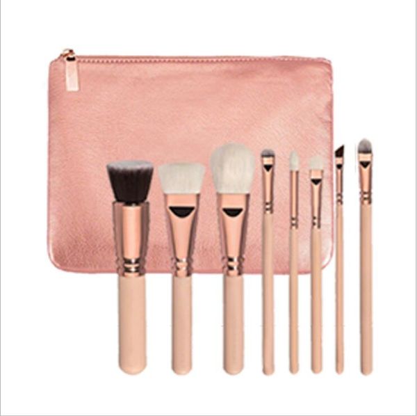 Marca ZOEV @ 8PCS / Set escova com PU bolsa de maquiagem Professional Escova para o pó Foundation Blush Eyeliner Blending Pencil