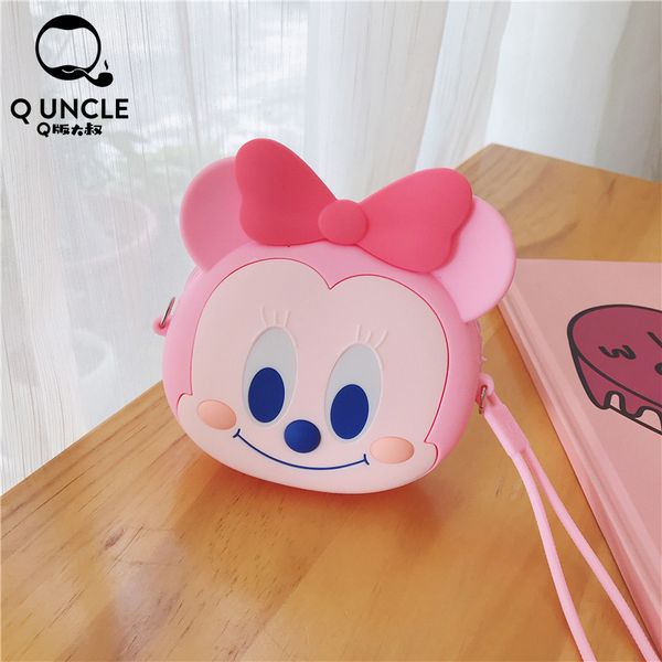 

q uncle cute pink coin wallet baby girl purse mini bags coin purse chain crossbody bags baby girl zipper waterproof pouch, White
