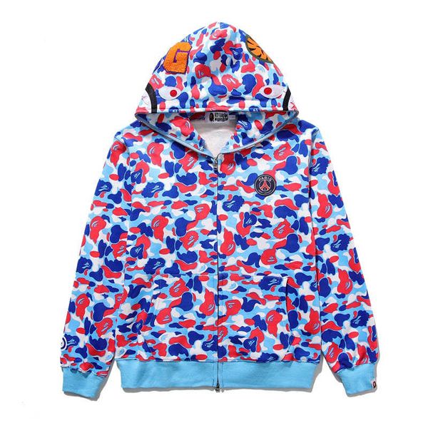 

a bathing a ape 19bape men's multi camo shark full zip hoodie blue japan new, Black