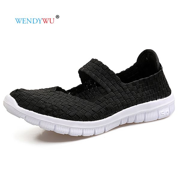 

summer handmade women casual flats shoes women woven shoes flat casual flip flops female multi colors loafers ladies, Black
