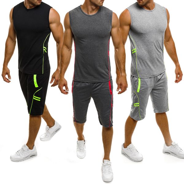 

повседневная мужская tracksuit mens running набор из двух частей рукавов комплект костюма спортивная одежда set мужской баскетбол майка и шо