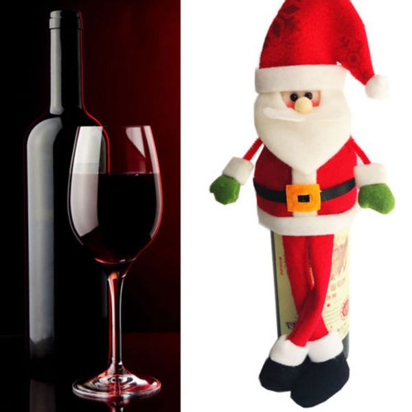 

christmas santa snowman elf wine bottle cover table party decor xmas ornaments