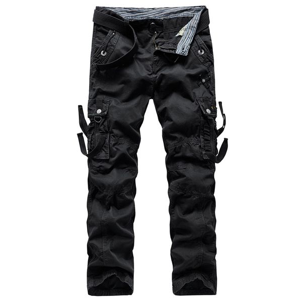 

2019 men cargo pant casual men multi-pocket overall male combat cotton trousers army casual joggers pants size 40 drop shipping, Black