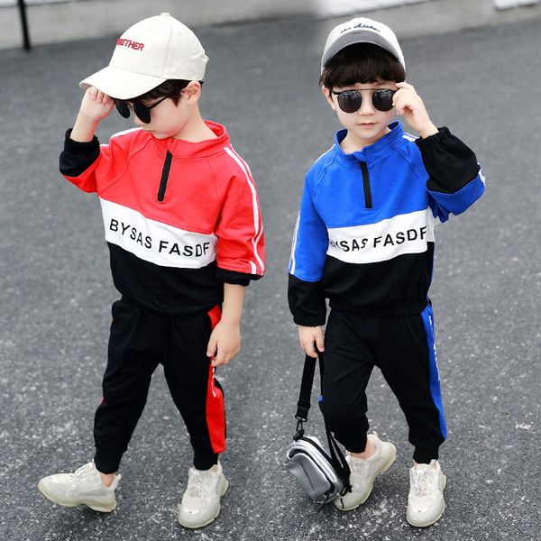 

children boys spring autumn clothing suit children sweater suit boys sports long sleeved toddler kids sport clothes, White
