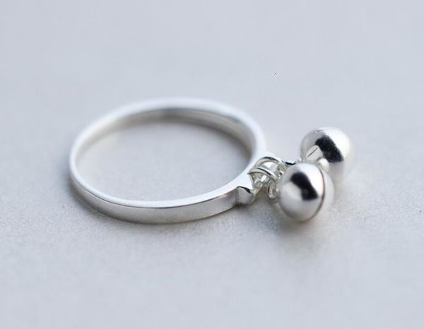 

1pc fashion real.925 sterling silver fine jewelry jinjle bell chime sounds round ring knuckle gtlj1376, Golden;silver