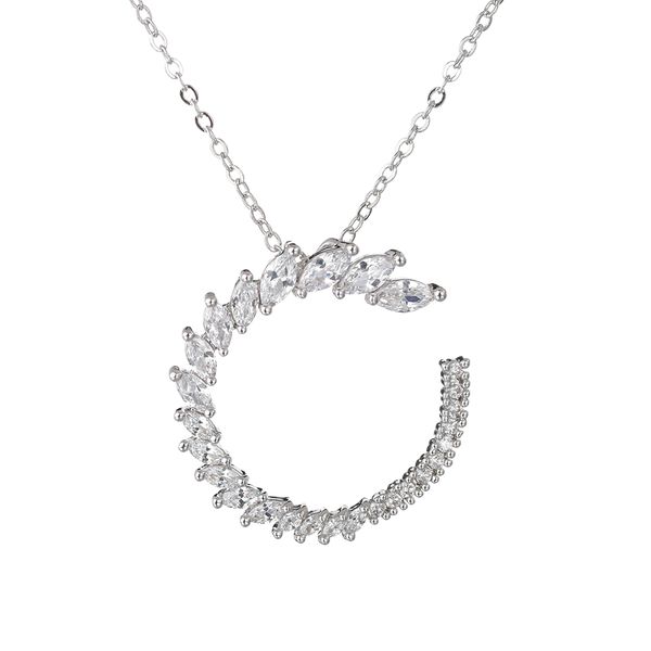 

fashion stainless steel chain necklace for women luxury cz zircon olive branch choker necklace wedding jewelry drop shipping, Silver