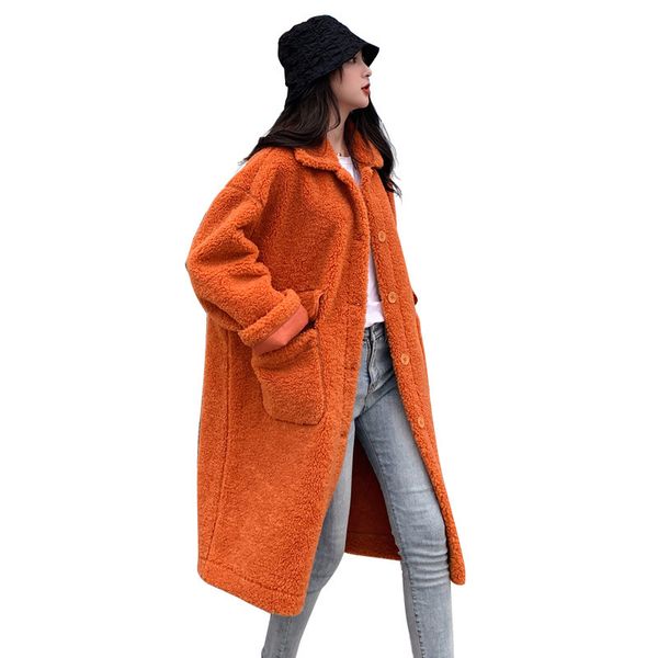 

2020 new vintage o-neck women long wool blend coat wide-waisted cashmere jacket single breasted pockets solid slim ladies coats, Black