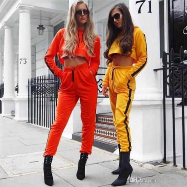 

2pcs pants fashion designer hooded sports sets casual womens long sleeve running suits spring womens panelled, White