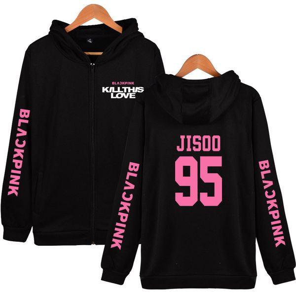 

vagrovsy kpop blackpink killthislove zipper hoodies women men kpop blackpink sweatshirt korean popular hip hop zipper sweatshirt, Black