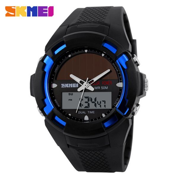 

skmei solar energy solar power watch led digital quartz waterproof sport watches outdoor men watch mens wrist watches, Slivery;brown