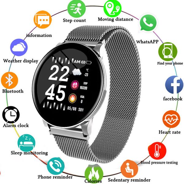 

2019 new smart fitness bracelet heart rate monitor tracker blood pressure spo2 ip67 waterproof weather forecast wristband watch