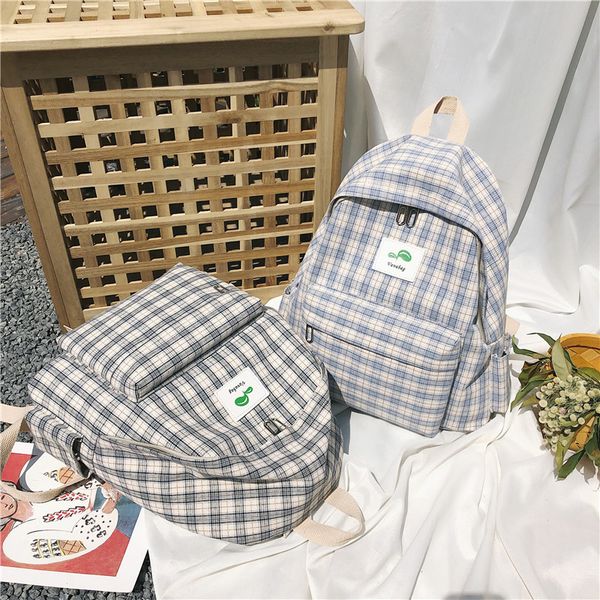

women school backpacks bookbag 2020 summer new fashion female students shoulder bags cute plaid canvas travel backpacks