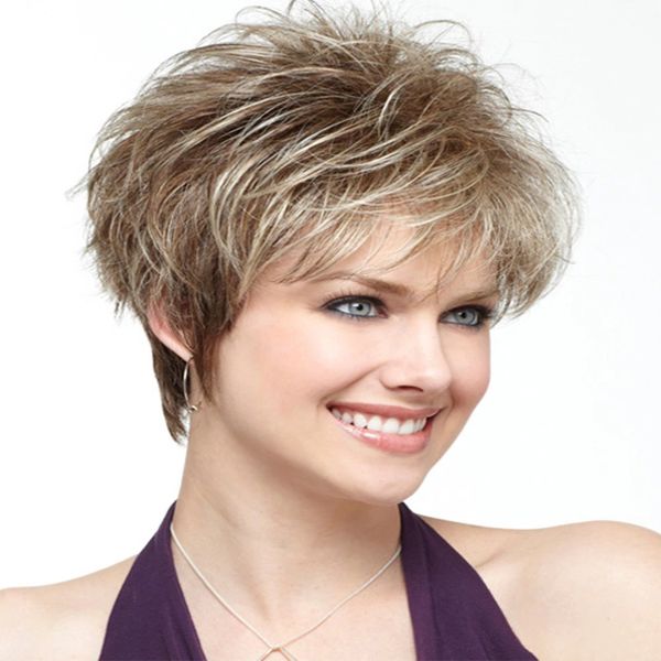 

2019 selling euro-american female light blonde color high temperature wire short curly fluffy synthetic wig, Black